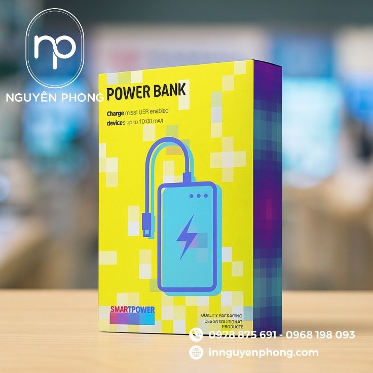 Mẫu hộp giấy đựng sạc dự phòng nổi bật 